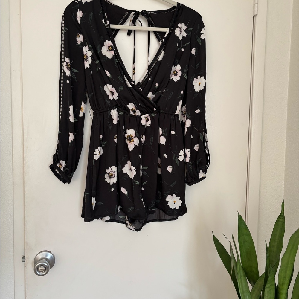 Floral Black romper